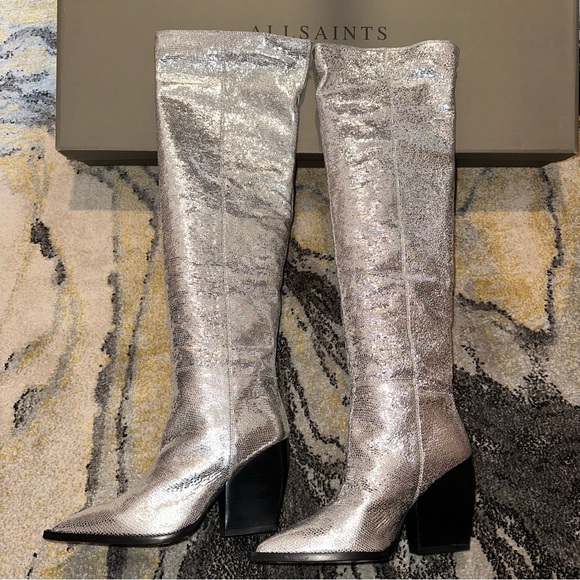 ALL SAINTS Leather OTK Boots - Picture 9 of 14